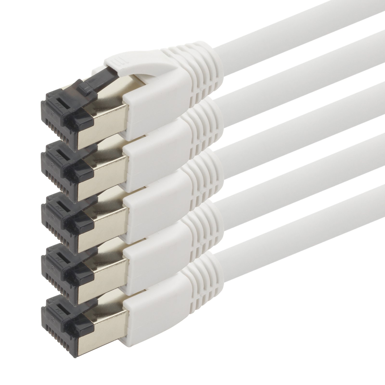 1aTTack Cat.8 Netzwerkkabel 1,5 m, Weiß – 5er-Set